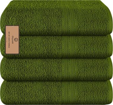 Oxycott Premium Cotton Set of 4 Bath Towels 27x54, Ultra Soft Quick Dry Absorbent Extra Large Bath Towels for Bathroom, Hotel Quality Luxury Spa Collection Bath Towel Set Bulk 4 Pack Green