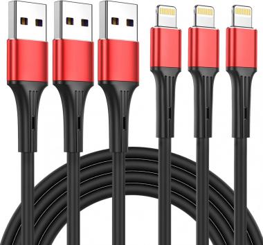 iPhone Charger, [Apple MFi Certified ] 3Pack 6FT USB A Cable, [Upgrade] Fast iPhone Charging Cord Cable Compatible with iPhone 11/11 Pro/11 Pro Max/X/XS/XR/XS Max/8/8 Plus(Red)