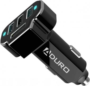 Aduro 4 Port Car Charger USB Adapter, 12V Fast Car Charger USB Adapter Power Station 5.2A/26W Output (Black)