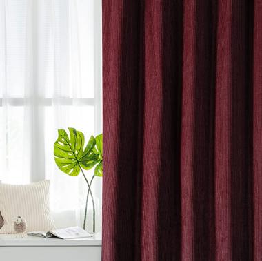 Cotton Velvet Window Curtains - Corduroy Heavy Drapes Room Darkening Mid Century Modern Style 100% Cotton Set of 2 Window Panels Pair Drapery Extra Long (Burgundy Wine, 52Wx84L)