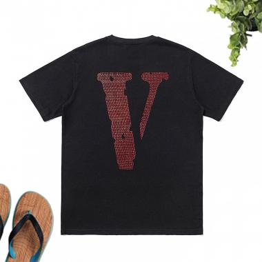 Crewmate Men’s T-Shirt Fashion Big V Letter Printed Shirt Casual Couple Hip Hop Short Sleeve Crystal Diamond T-Shirt