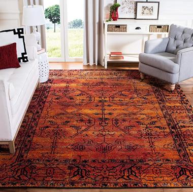 SAFAVIEH Vintage Hamadan Collection 5'3" x 7'6" Orange VTH216C Oriental Traditional Persian Non-Shedding Living Room Bedroom Dining Home Office Area Rug