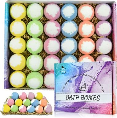 30 Pcs Bath Bombs for Kids, Women & Men, Natural Organic Mini Bath Bombs, Handmade Bath Bombs Gift Set, Fizzy Spa to Moisturize Dry Skin, Ideal for Girls, Boys, Birthday, Valentine's Day, Christmas