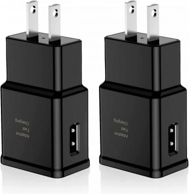 Adaptive Fast Charging USB Wall Charger Adapter Compatible Samsung Galaxy S21 S20 S10 S6 S7 S8 S9 / Edge/Plus/Active, Note 5 8, Note 9, Note 10, LG Quick Charge, Android Phone Travel Plug (2 Pack)