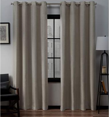 Exclusive Home Curtains Loha Linen Grommet Top Curtain Panel Pair, 54x84, Beige