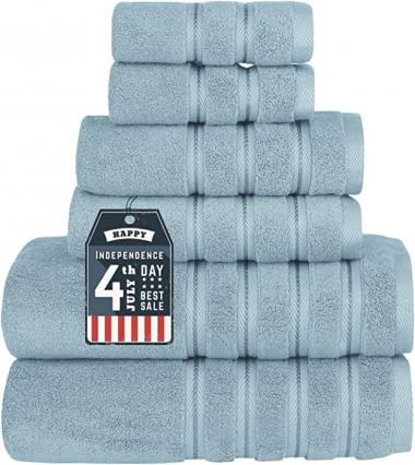 Sofi Towel Luxury 700GSM Towels Bathroom Sets 6 Piece Soft Turkish Cotton Bath Towel Set Spa Towels Lint Free Light Blue