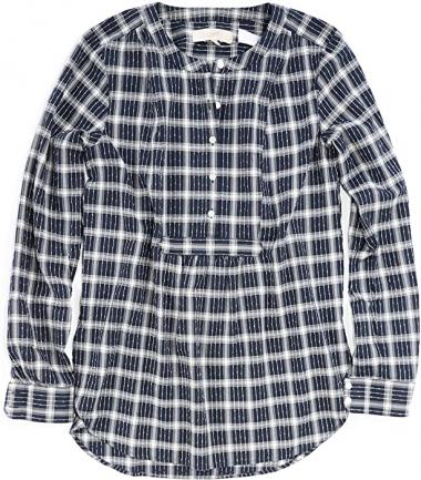 Ann Taylor LOFT Women's Navy Plaid Woven Tunic