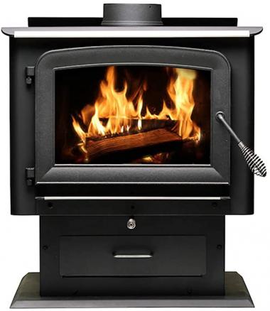 Ashley Hearth AW2520E-P 2,500 Sq. Ft. EPA Certified Pedestal Wood Burning Stove, Medium, Black