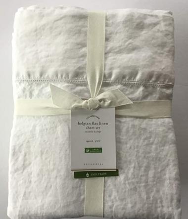 Pottery Barn Belgian Linen Flax Sheet Set ~Queen~*White*~