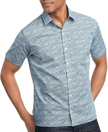 Van Heusen Men's Slim Fit Never Tuck Short Sleeve Button Down Shirt