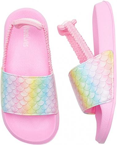 WateLves Toddler Boys Girls Sandals with Back Strap for Kids Slides Beach Swim Water Shoes