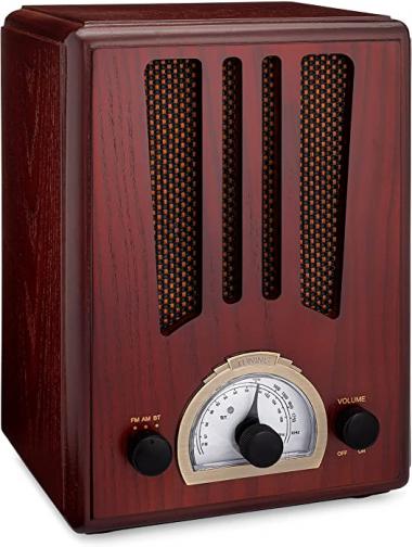 ClearClick Classic Vintage Retro Style AM/FM Radio with Bluetooth - Handmade Wooden Exterior