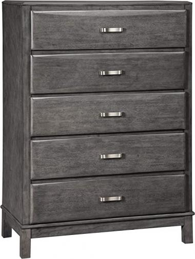 Signature Design by Ashley Caitbrook Contemporary 5 Drawer Chest with Dovetail Construction, Weathered Gray