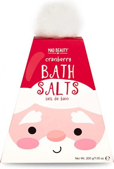 MAD BEAUTY North Pole Cranberry Santa Bath Salts (200 g/7.05 oz), Body Care, Healthy Glowing Skin, Relax & Unwind, Let Your Troubles Float Away