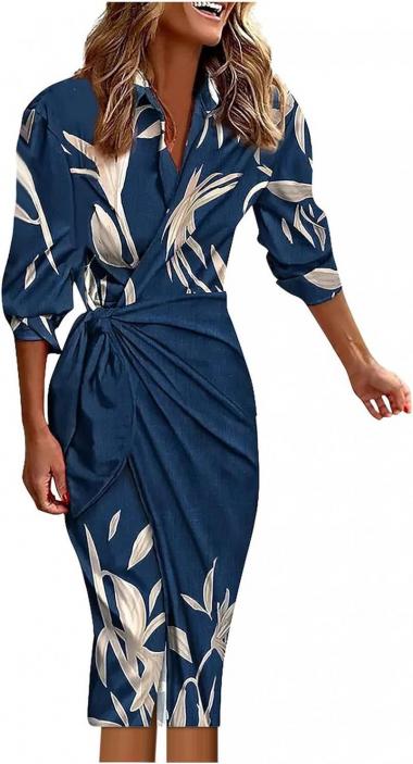 Women's Dress for Graduation Tie One Piece Mid-Length Dress Fall Shirt Lace Up Piece Midi Dress Summer Beach