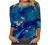 Summer 3/4 Sleeve Shirt Landscape Painting Pattern Top for Womens Three Quarter Sleeve Pullover Round Neck Tee