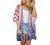 Women's Floral Print Puff Sleeve Kimono Cardigan Loose Cover Up Casual Blouse Tops