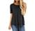 JomeDesign Summer Tops for Women Short Sleeve Side Split Casual Loose Tunic Top