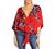 Womens V Neck Tie Knot Front Tops 3/4 Bell Sleeve Boho Shirts Summer Blouses Floral Printed Vacation Casual T Shirts