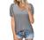 Summer Tops Womens 2022 Fashion Short Sleeve V Neck Lace Waffle Knit Shirts Loose Casual Tops Tee Blouses