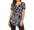 Women's Floral Printed Short Sleeve Henley V Neck T-Shirt Pleated Casual Flowy Tunic Blouse Tops