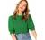 SheIn Women's Puff Sleeve Casual Solid Top Pullover Keyhole Back Blouse