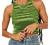 Artfish Women Casual Basic Sleeveless High Neck Rib-Knit Y2k Crop Tank Top