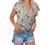 Womens T-Shirts Ruffle Drawstring Short Sleeve Summer Tops Boho Floral Print Chiffon Babydoll Shirt Blouse Tunic