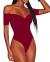 Ancapelion Women’s Off Shoulder Short Sleeve Bodysuit Sexy Stretchy Bodycon Top