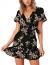 Relipop Summer Women Short Sleeve Print Dress V Neck Casual Short Dresses