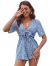 SweatyRocks Women's Sexy V Neck Self Tie Front Short Romper Jumpsuit Playsuit