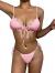 Lilosy Sexy Ribbed Padded String Thong Brazilian Bikini Swimsuit Set for Women Side Tie Knotted Bathing Suit 2 Piece