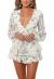 Fixmatti Women Boho Summer Romper Casual Floral Print Off Shoulder Strapless Shorts Jumpsuits