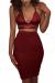 ioiom Women's Glitter V Neck Halter Backless Sleeveless Bandage Bodycon Midi Dress