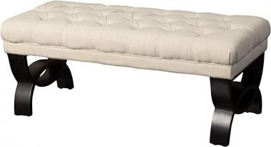 Christopher Knight Home Scarlett Tufted Fabric Ottoman / Bench, Light Beige