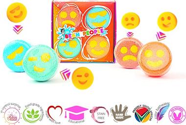 Emoji Bath Bombs for Kids: Bath Bombs with Surprise Inside That Wows Any Kid, Ideal Toys Fizzies for Age 3+ Kids, Perfect for Family Bath (4 Pcs Per Pack)