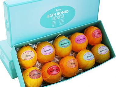 Bath Bombs Gift Set – 10 Unique Scents – Great Gift idea for Women, Mom, Girls, Teens, Graduation, Valentines Day, and Birthdays – Spa Aromatherapy - Relaxation in a Box