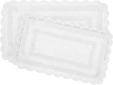 Laura Ashley Crochet Cotton 17x24/21x34 in. 2-Piece Bath Rug Set, Creamy White