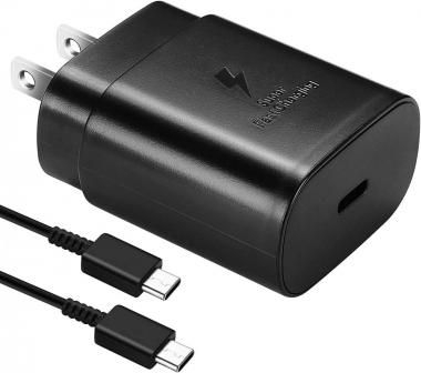 USB C Charger-25W PD Wall Charger Fast Charging for Samsung Galaxy and Note Series with 4ft Type C to C Cable - Black (US Version with Warranty)