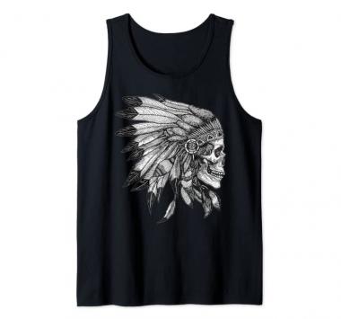 American Motorcycle Skull Native Indian Eagle Chief Vintage Tank Top