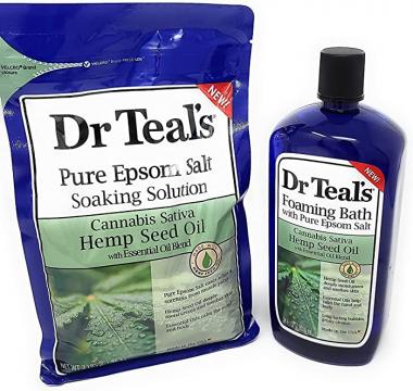 Dr Teal's Pure Epsom Salt Soaking Solution Hemp Seed Oil 3 LBS (1.36 Kg) Bundle with Dr Teal's Foaming Bath with Pure Epsom Salt Hemp Seed Oil 34 FL OZ (1000 ml)