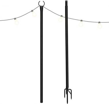 Holiday Styling String Light Pole for Outdoor String Lights - Christmas Light Pole with Hooks to Hang Up LED Lighting - Outside Patio Stand & Hanger for Garden, Backyard, Parties, Bistro & Weddings