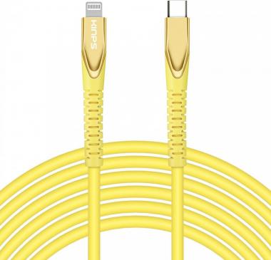 KINPS [MFI Certified 10ft] USB C to Lightning Fast Charging Cable Compatible with iPhone 12/11/11Pro/11 Pro Max/XS MAX/X/XR, Supports Power Delivery(for Use with Type C Chargers), Yellow