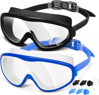 LOEO Swim Goggles Adult 2 Pack-Wide Vision Swimming Goggles for Men Women Youth Teens, No Leaking UV Protection Swim Goggle