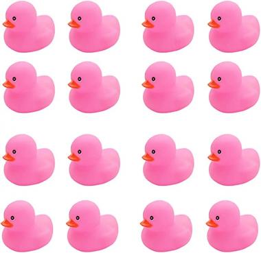 16PCS Pink Rubber Duck Kids Bath Duck Toys for Toddlers Boys Girls,Squeak and Float Rubber Ducks in Bulk Jeep Ducks Baby Shower Duck Decorations Party Favors (2.2’’)