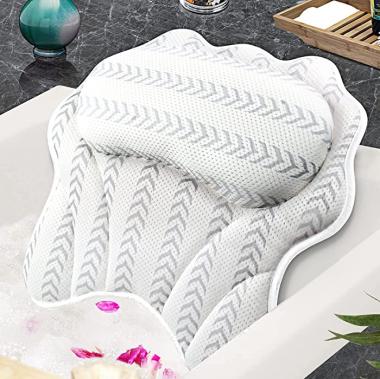 Hawbath Bath Pillow for Tub Ergonomic Bathtub Pillow, Comfort Bath Pillows for Tub Neck and Back Support with 6 Suction Cups, 4D Air Mesh Hot Tub Bath Pillow for Jacuzzi All Bathtub