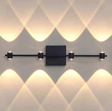 Up Down Wall Light, 4-Lights Indoor Modren Decorative Lighting Bathroom Vanity Light, 3000K Warm White Matte Black Led Spot Light,16W 1600lm Large Decor Wall Sconces for Living Room Stair Bedroom