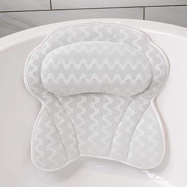 YYL Bath Pillow Bathtub Pillow, Ergonomic Bath Pillows with 3D Air Mesh Technology and 6 Suction Cups for Tub Neck Head Shoulder Pillows Support Cushion Headrest Luxury Soft