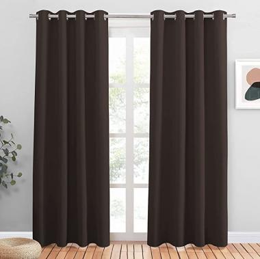 PONY DANCE Blackout Curtain Panels - Window Treatments Room Darkening Thermal Insulated Drapery with Grommets for Living Room Bedroom, W 55" x L 80", Chocolate Brown, 2 Pieces