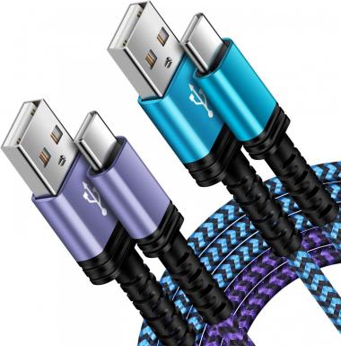 USB C Cable 3A Fast Charge, USB A to Type C Charger Cord Nylon Braided Android USBC Phone Cables 2-Pack 6ft for Samsung Galaxy S22 S21 S20 A32 A52 A13 A53 A12 A20 A21 A42 A50 A51 71 A03s,LG K92 5G K51